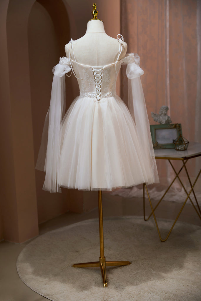 Flowy A-line Tulle Lace Homecoming Dress LJ0552