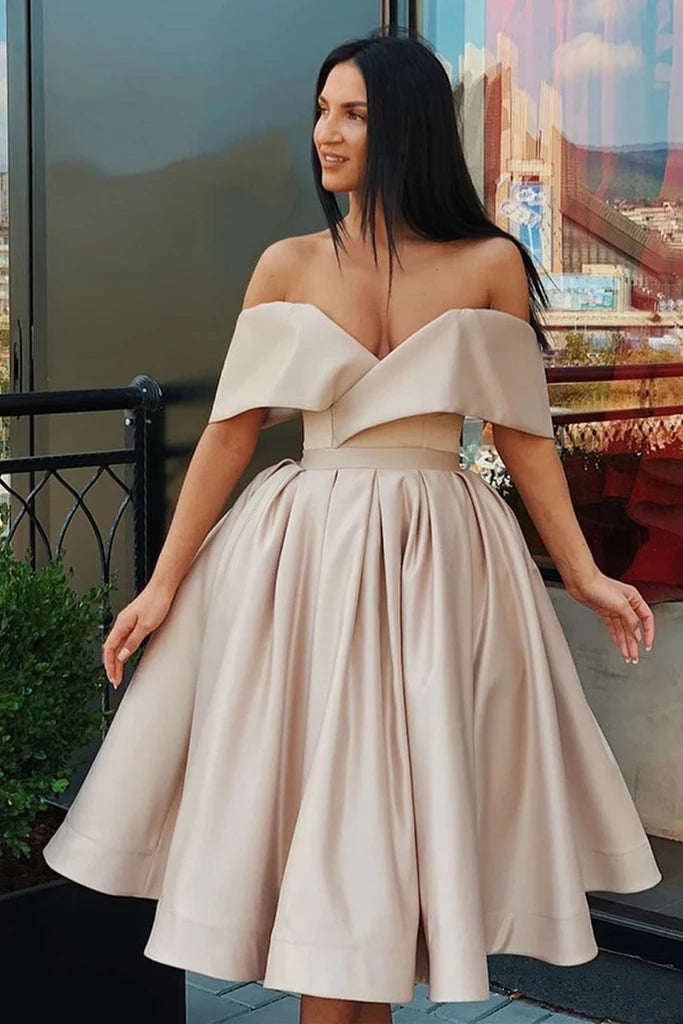 Simple Off Shoulder Short Homecoming Graduation Dress Party Dress OM529