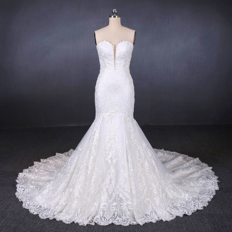 Sweetheart Neckline Mermaid Lace Wedding Dresses With Applique OW576