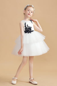 Ivory Short Flower Girl Dress With Appliques