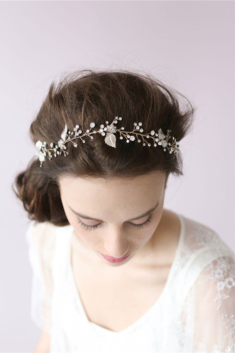 Delicate Silver Blade Crystals Wedding Headpiece WH01