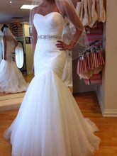 Trumpet/Mermaid Sweetheart Beading Lace Up Tulle Wedding Dress OW240