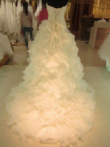 Sweetheart Sleeveless Organza Ball Gown Court Train With Ruffles Wedding Dress