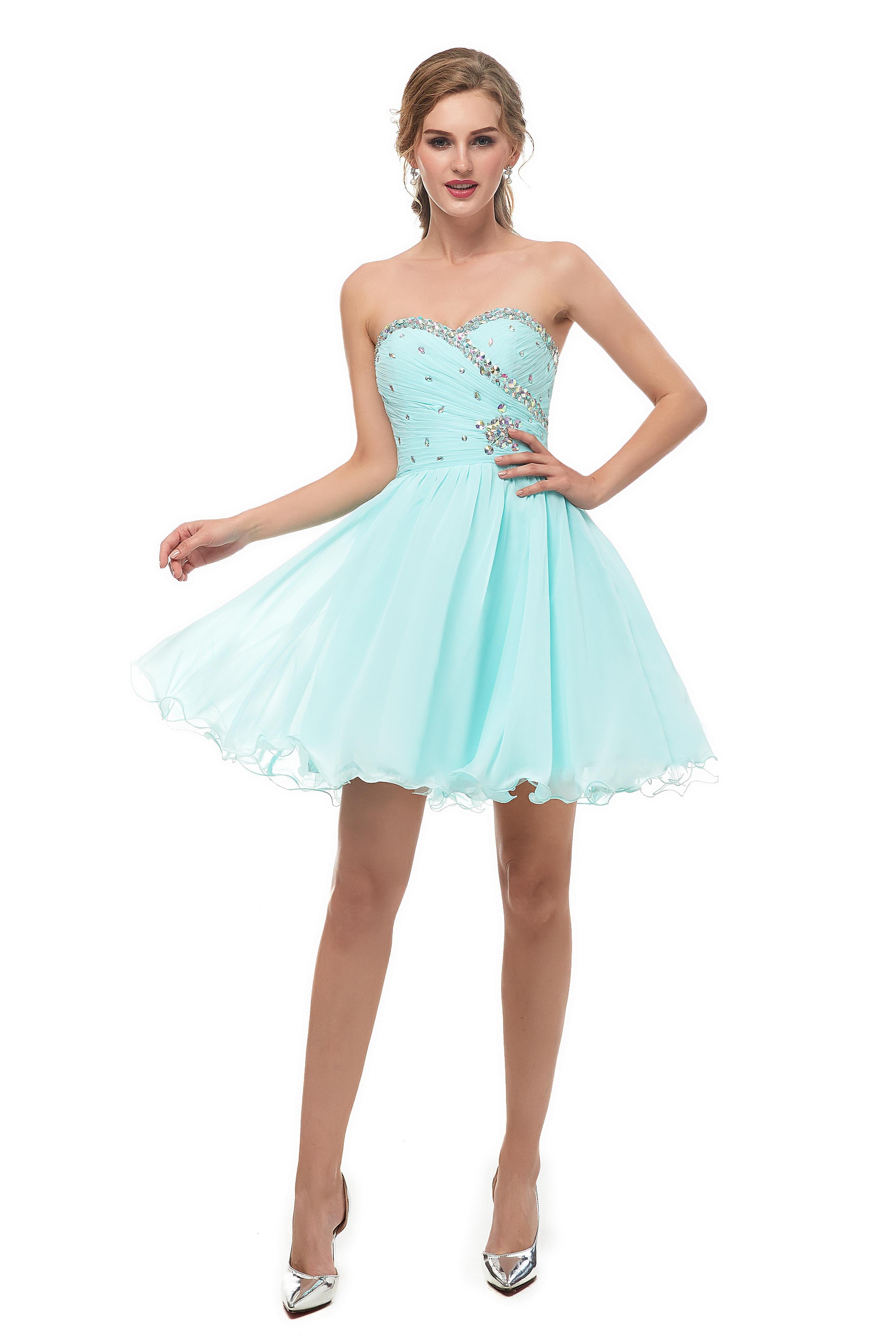 Sweetheart Sleeveless Chiffon Short Homecoming Dresses With Beading AS16670