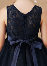 Lace Tulle Black Stain-Sash Pretty Flower Girl dress With Bownot