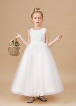 Cute Sleeveless Tulle Appliques Flower Girl dress With Bowknot