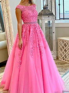 Long Prom Dresses with Applique and Beading Light Plum Graduation Dress PO371