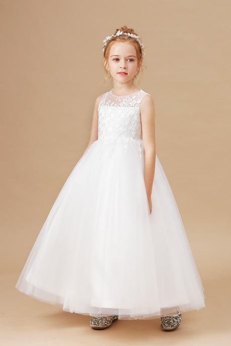 Sweetheart Tulle Appliques Sleeveless Flower Girl Dress