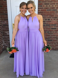 Glamorous Halter Keyhole Lilac Chiffon Beach Bridesmaid Dress OB127