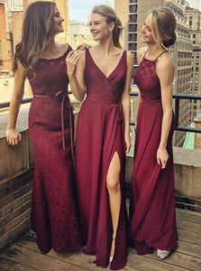 Charming A/B/C Pattern Burgundy Bridesmaid dress On Sale UK OB130