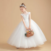 Ivory Tulle Cap Sleeves Flower Girl dress With Bowknot