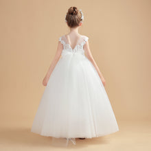 Ivory Tulle Cap Sleeves Flower Girl dress With Bowknot