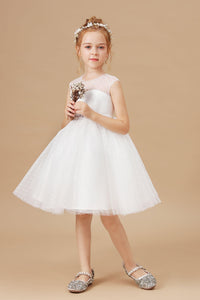 Tulle Lace Sleeveless Ivory Flower Girl Dress