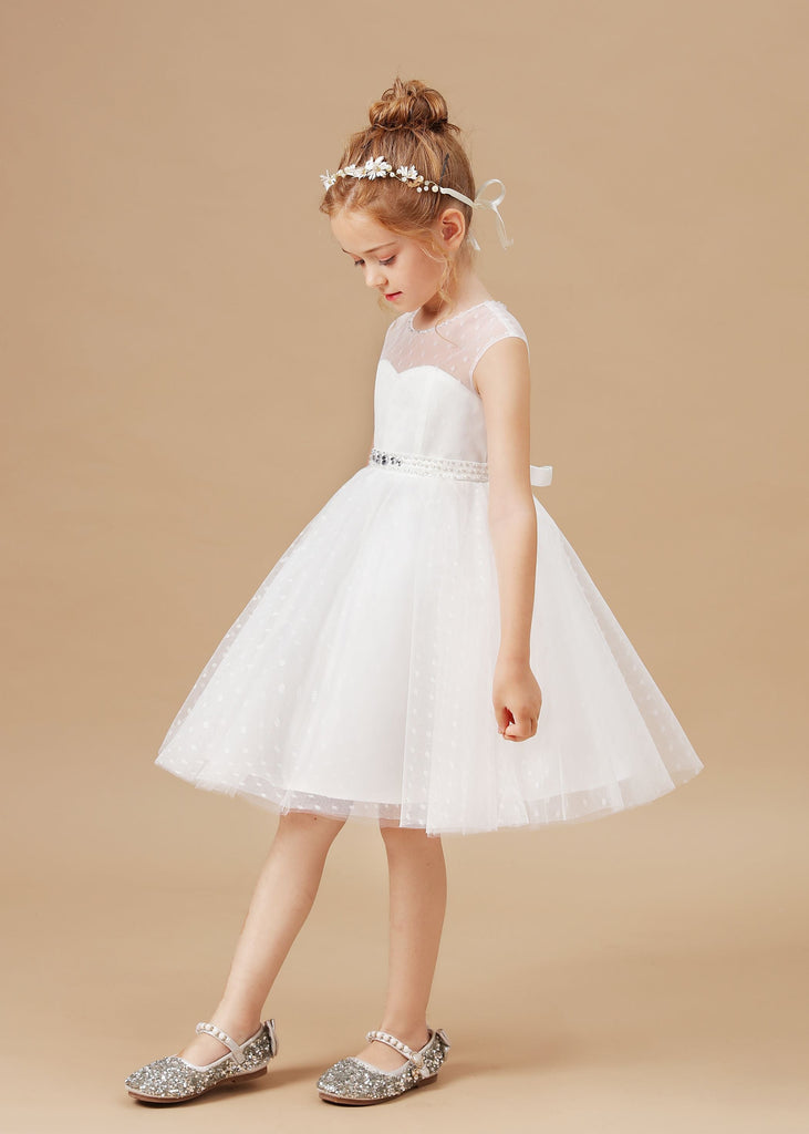 Tulle Lace Sleeveless Ivory Flower Girl Dress