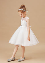 Ivory Tulle Lace Sleeveless Flower Girl Dress