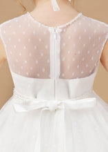 Ivory Tulle Lace Sleeveless Flower Girl Dress