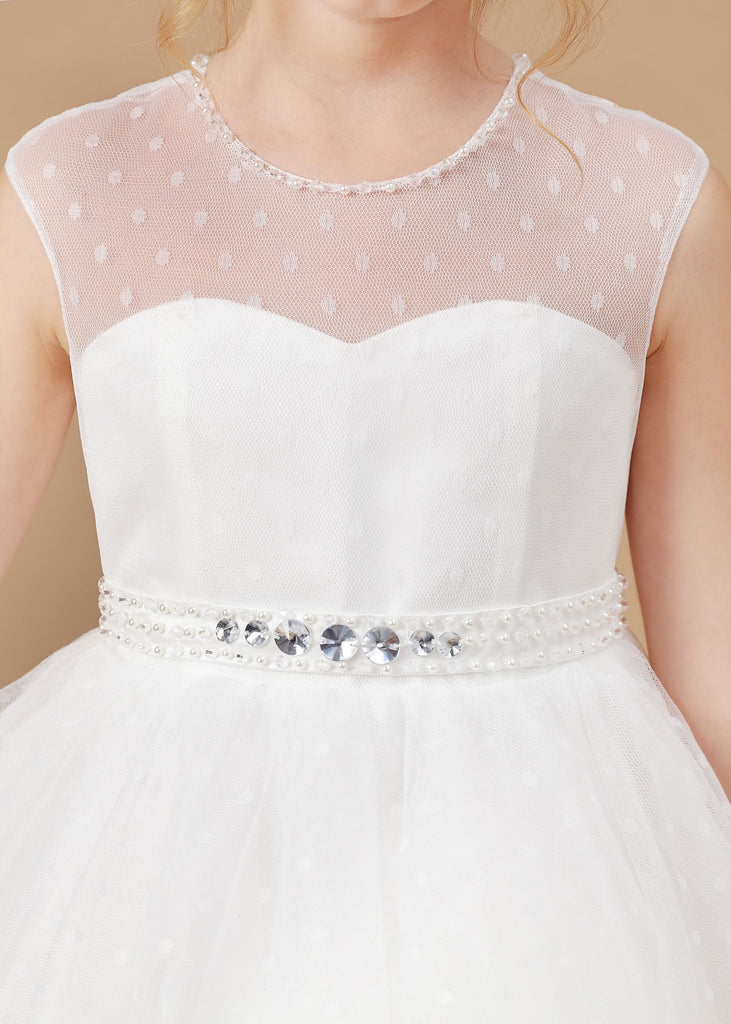 Tulle Lace Sleeveless Ivory Flower Girl Dress