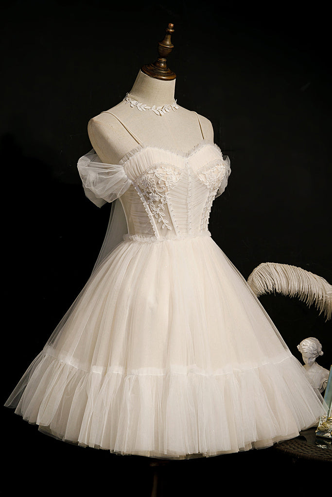 Spaghetti Straps Off-the-shoulder Sweetheart  Fairy Dress with Tulle Homecoming Dress