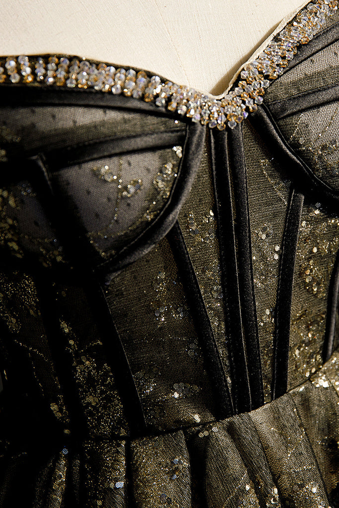 A Line Black Spaghetti Straps Short Prom Dress Homecoming Dress With Sequins