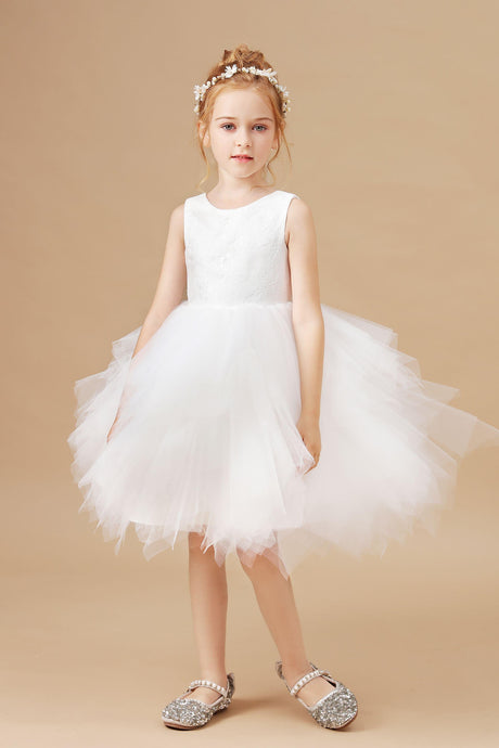 Lace Tulle Chic Sleeveless Flower Girl Dress