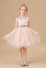 Applique Chic Tulle Satin Flower Girl dress With Rhinestone Belt