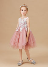 Chic Applique Asymmetrical Sleeveless Tulle Flower Girl Dress