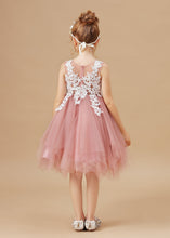 Chic Applique Asymmetrical Sleeveless Tulle Flower Girl Dress