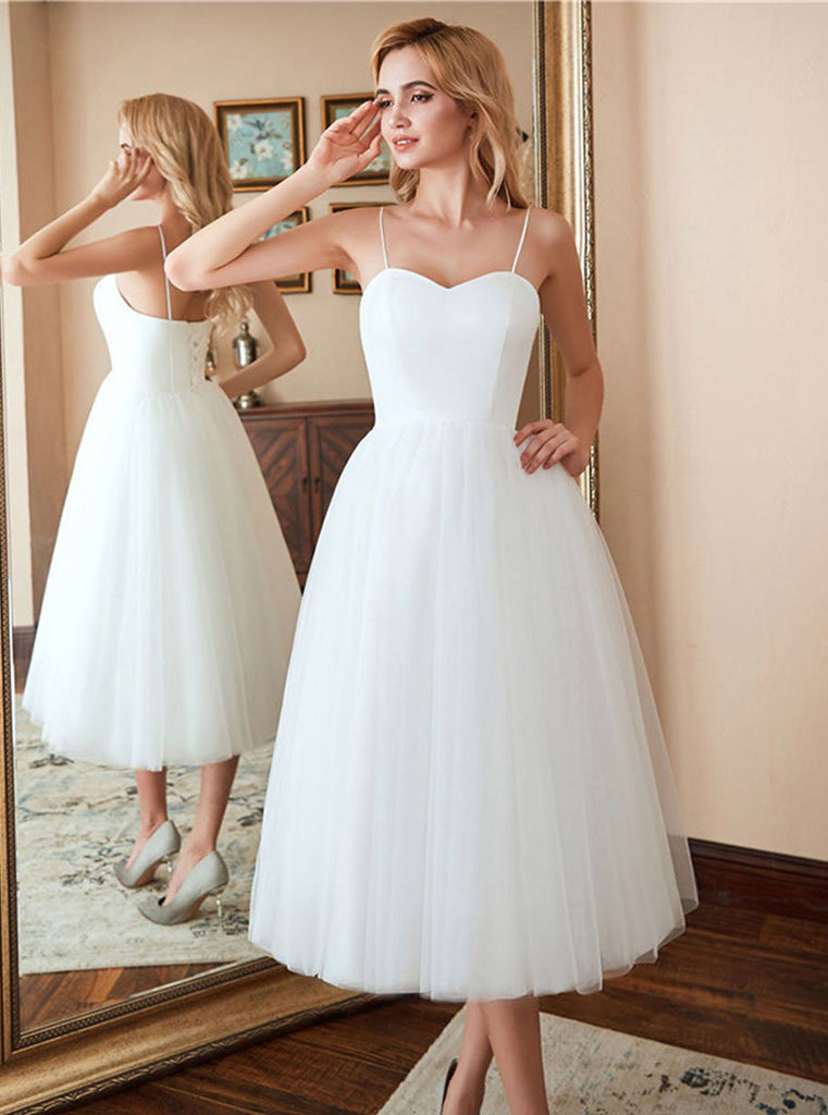 White Tulle Short Prom Dress White Bridesmaid Dress