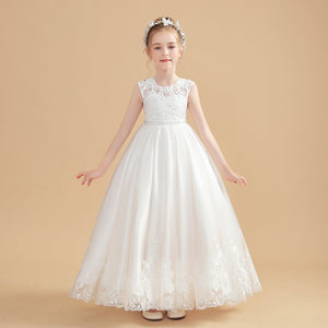 Cute Ivory Cap Sleeves Tulle Flower Girl dress With Beading