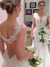 Sexy Mermaid V-neck Sweep/Brush Train Trumpet Lace Wedding dress OW144