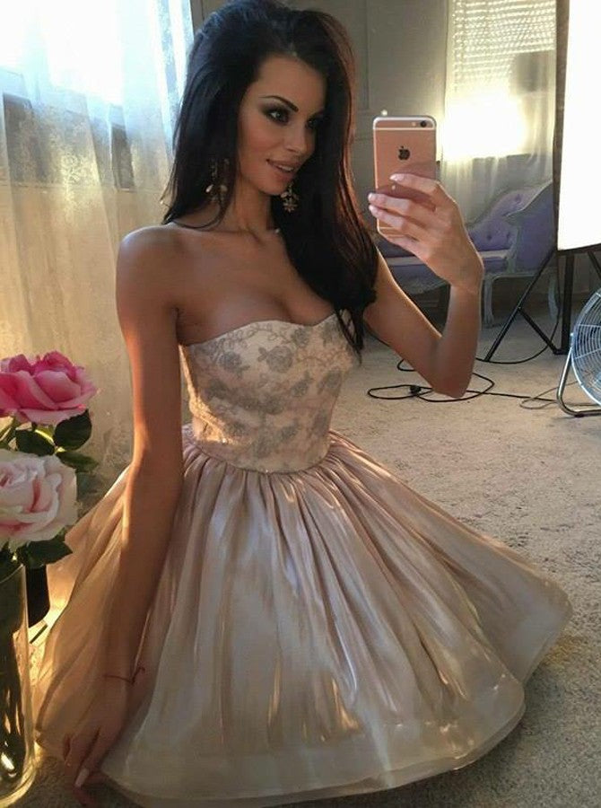 Chic A-Line Sweetheart Organza Short/Mini Prom Dress Cocktail Dress OC130