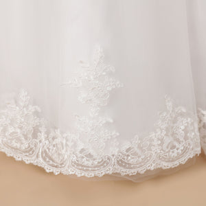 Tulle Satin Ivory V-neck Lace Floor-length Flower Girl dress