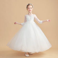 Elegant Ivory Long Sleeves Tulle Flower Girl dress With Lace