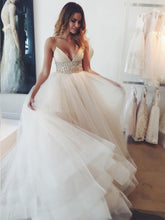 Spaghetti Straps Crystal Waist & Back Tulle Ball Gown Wedding Dress OW156