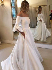 Princess Off Shoulder Flare Sleeves Vintage Wedding Dresses OW661