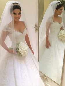 V-neck Sleeveless Ball Gown Floor-Length Wedding dress With Beading OW109