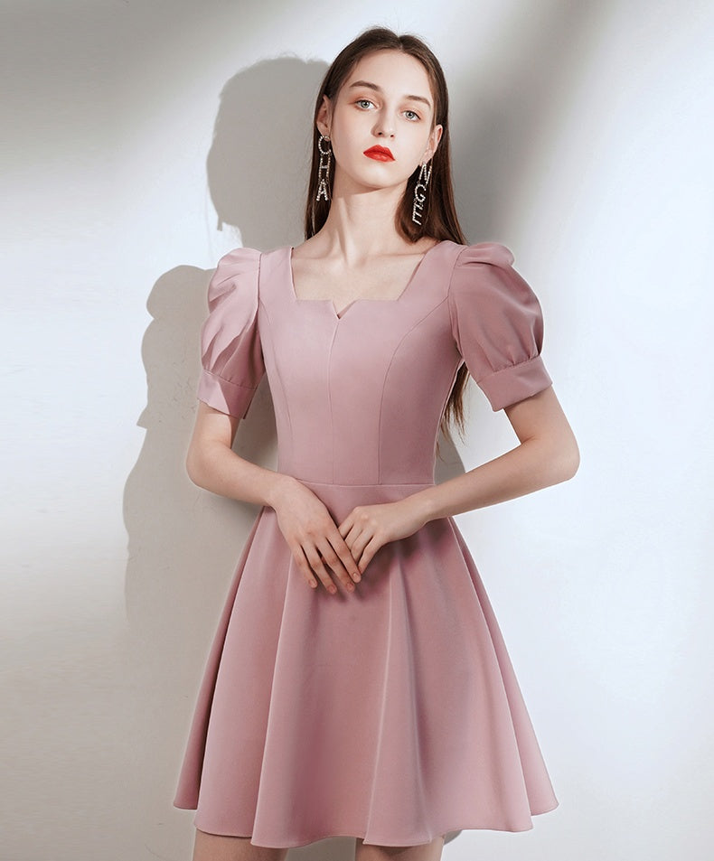Simple Style Vintage Short Zipper Back Homecoming Dresses Cute Dress OM927