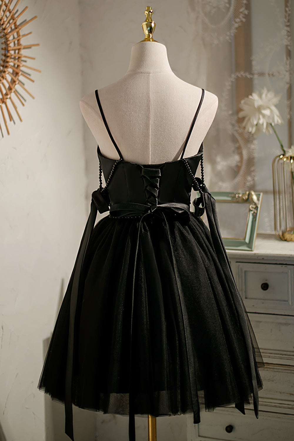 Satin Little Black Dress Mini Dress With Tulle Homecoming Dresses