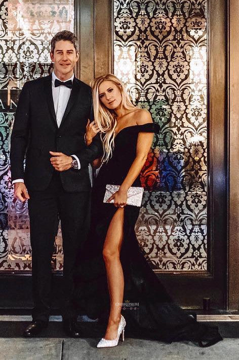 Mermaid Black Off the Shoulder Long Prom Party Dress With Split OP501