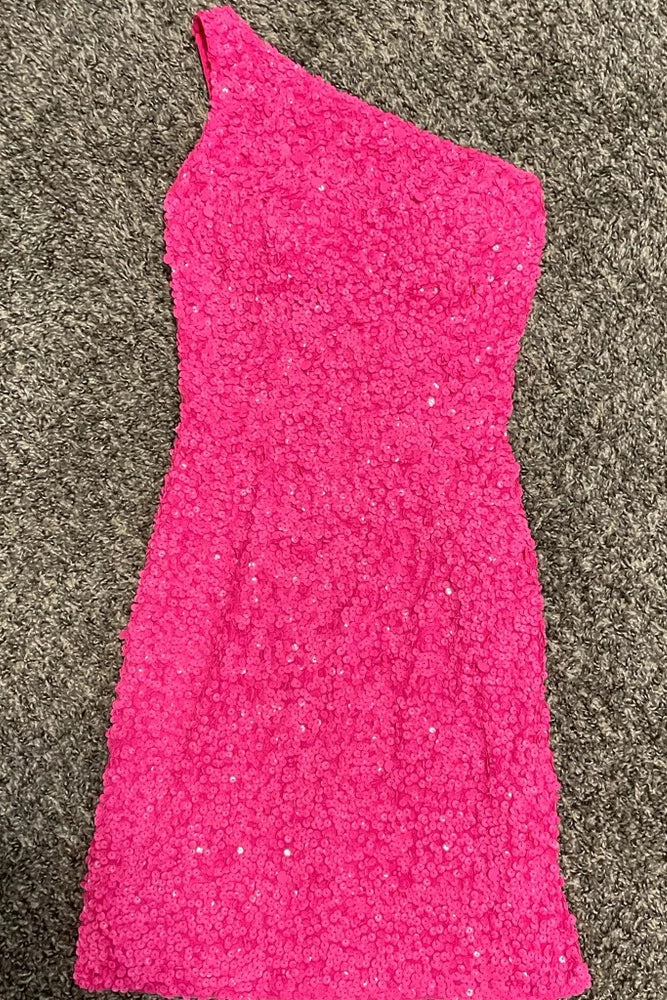Sexy Short One Shoulder Homecoming Dress With Sequins