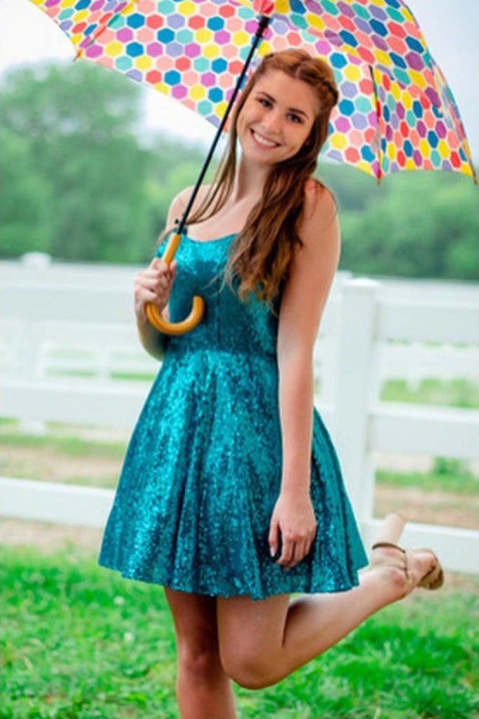 Short A-Line Burgundy Criss-Cross Sequins Homecoming Dress