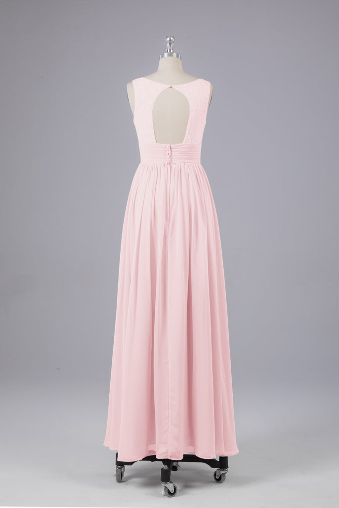 Vintage A-line V-neck Sleeveless Long Bridesmaid Dresses
