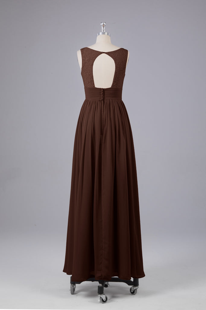 Vintage A-line V-neck Sleeveless Long Bridesmaid Dresses
