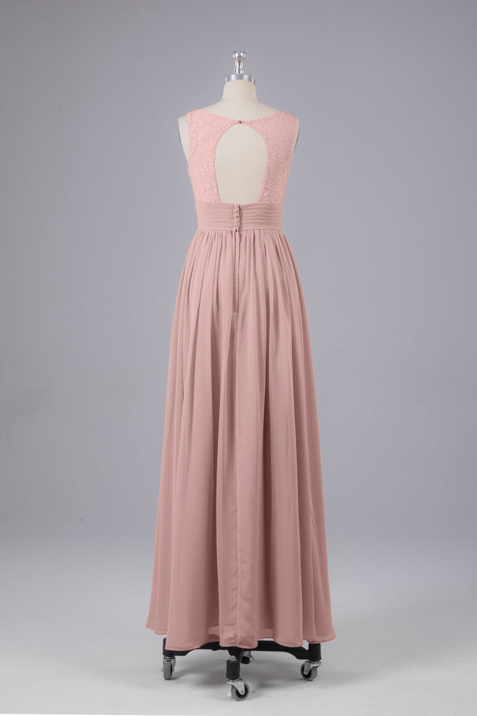 Vintage A-line V-neck Sleeveless Long Bridesmaid Dresses