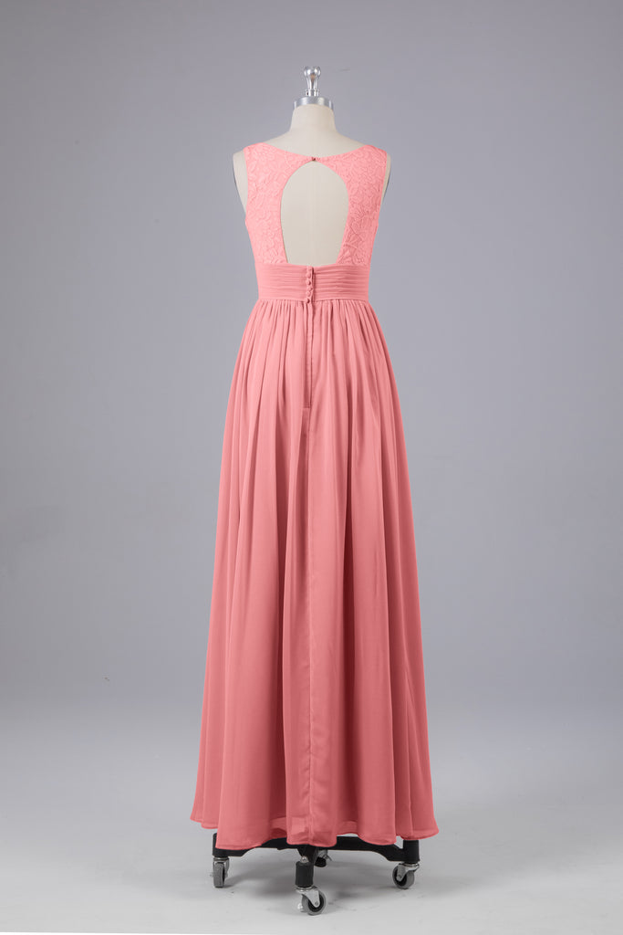 Vintage A-line V-neck Sleeveless Long Bridesmaid Dresses