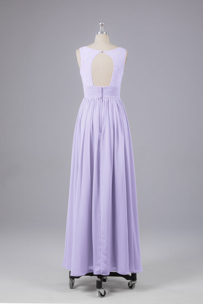 Vintage A-line V-neck Sleeveless Long Bridesmaid Dresses