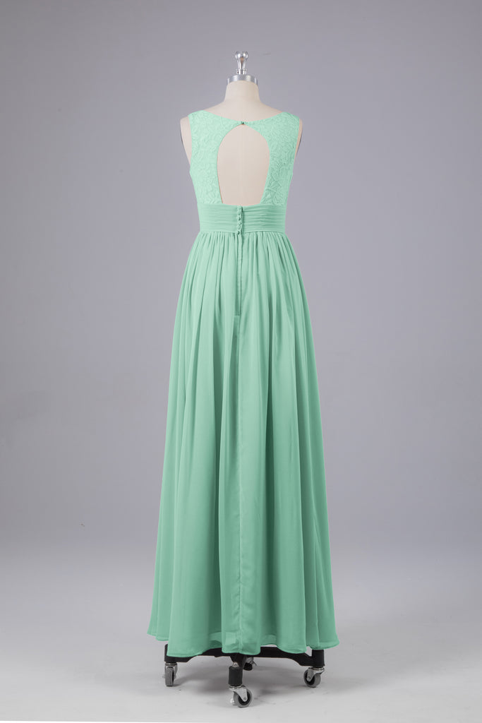 Vintage A-line V-neck Sleeveless Long Bridesmaid Dresses