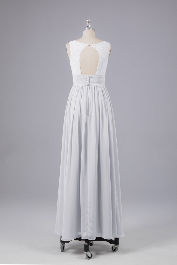 Vintage A-line V-neck Sleeveless Long Bridesmaid Dresses