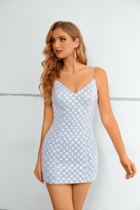 Short-Mini V-Neck Spaghetti-Straps Homecoming Dress