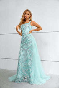 Square Straps Sleeveless Lace Long Prom Dress